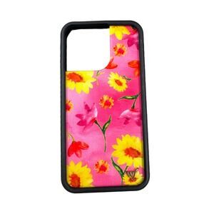 Wildflower - Sunflower Spring Floral iPhone 13 Pro Phone Case in Pink & Black